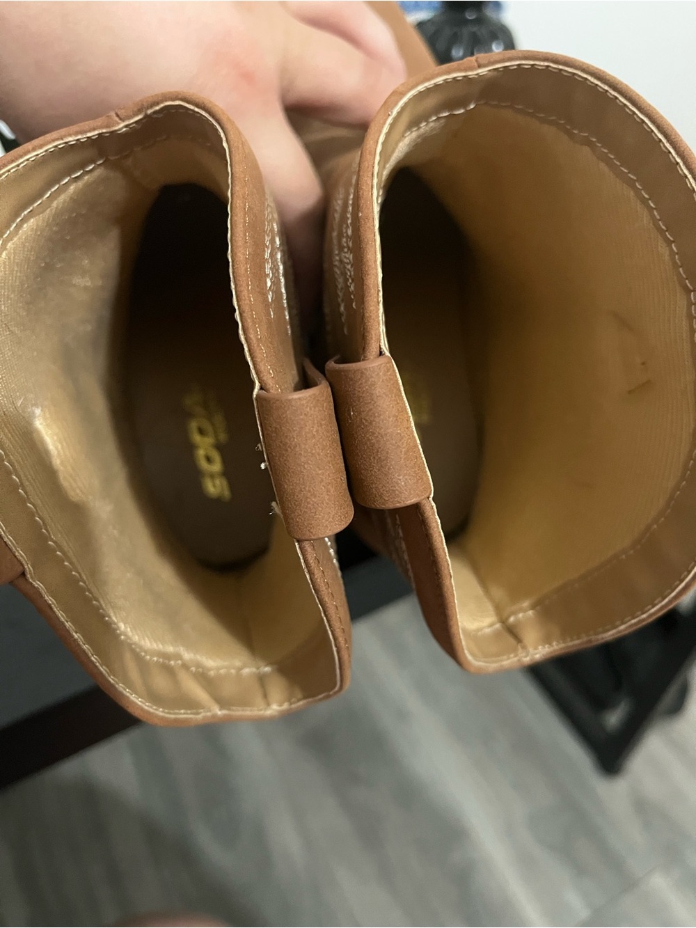 Women's Tan Suede Western Ankle Boots - Classic Cowboy Style - Picture 4 of 4